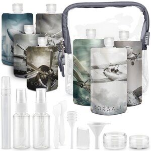 Flat Travel Bottle Set with TSA compliant quart size bag